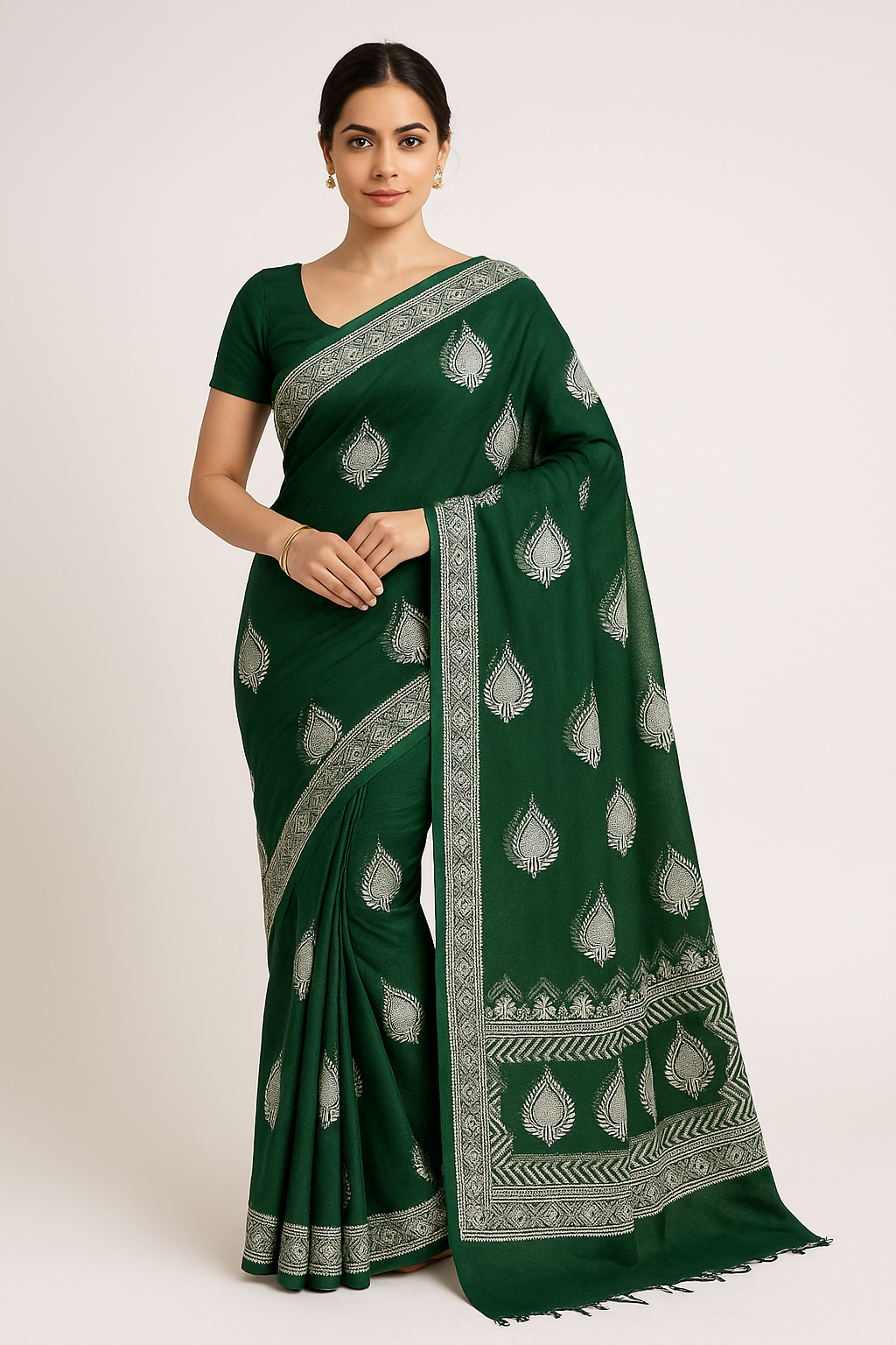 Classic Bottle Green Art Silk Saree with Intricate Zari Woven Motifs