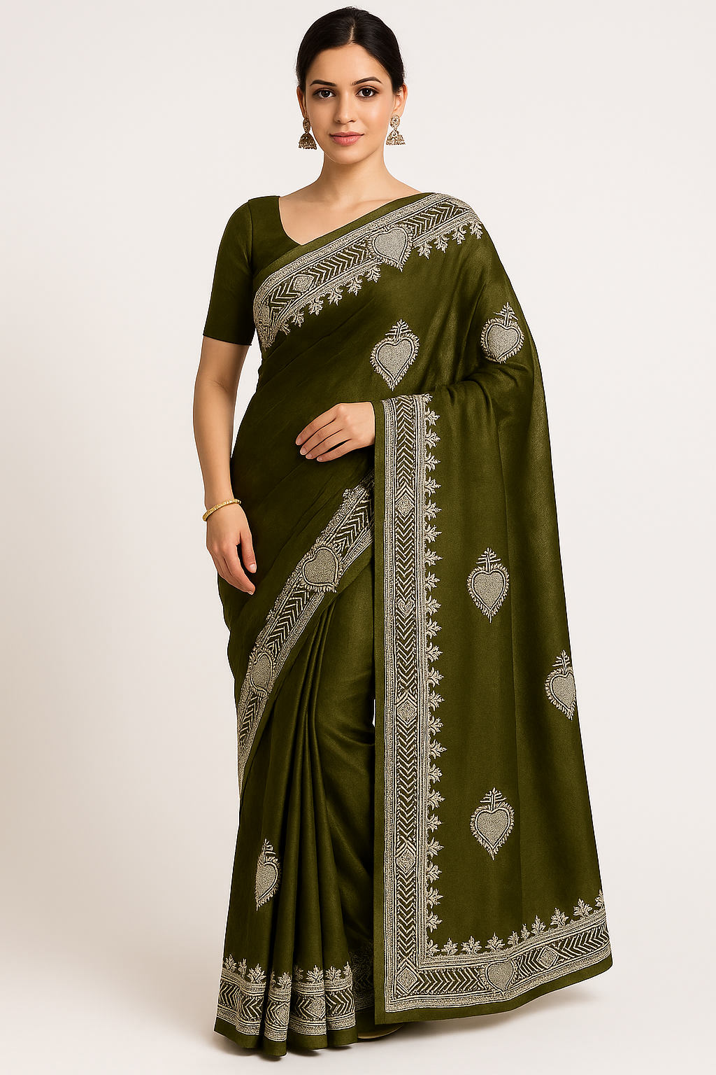 Olive Green Art Silk Saree with Elegant Zari Woven Design