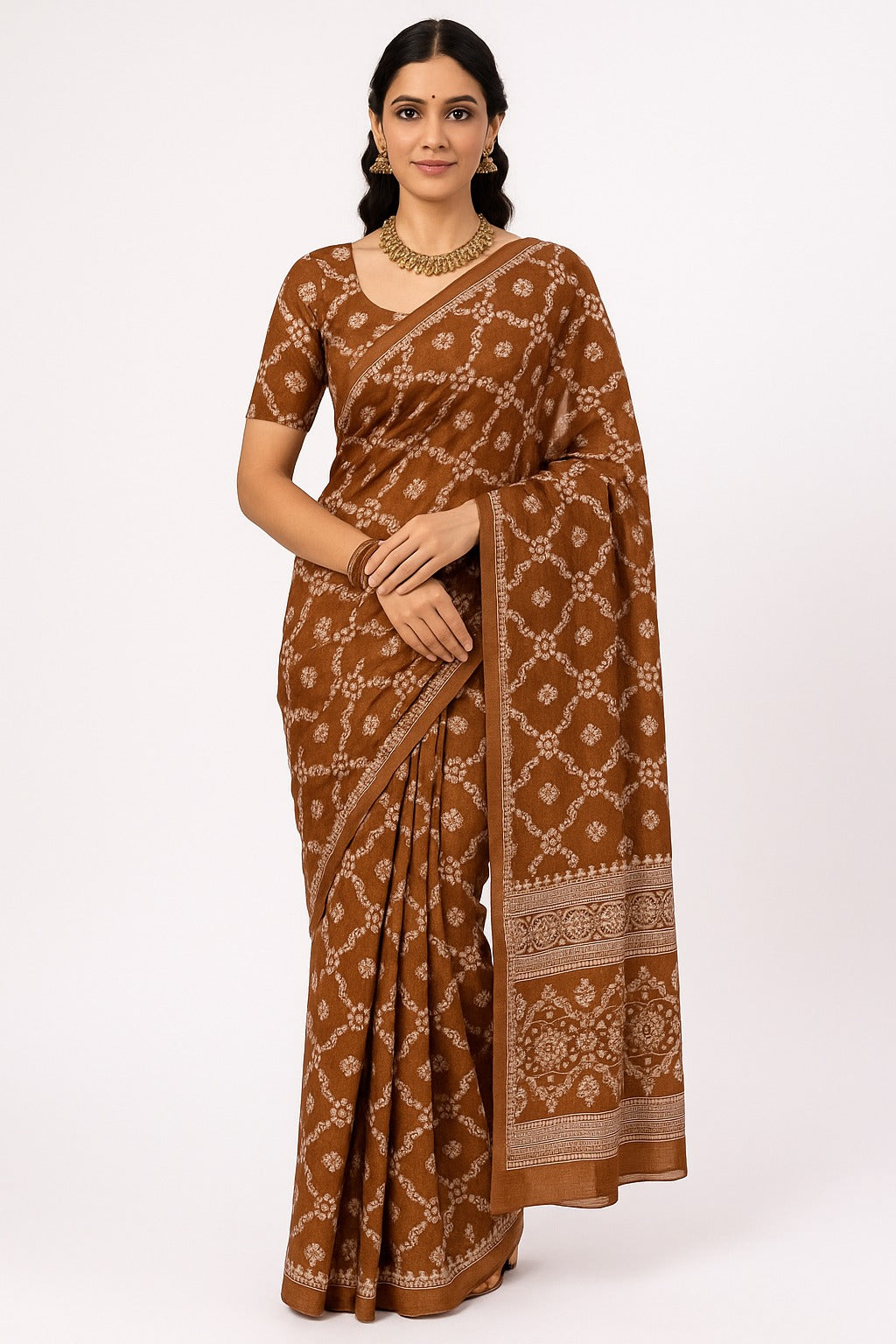 Traditional block print or Bagru-style pattern.